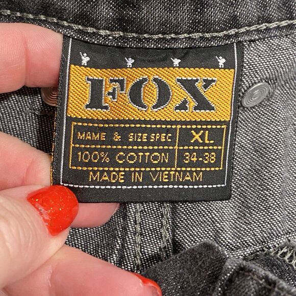 Y2k FOX JEANS Men's Cargo Shorts 34 - 38 Casual Black Denim Ace Spaces Zippers - Picture 6 of 14